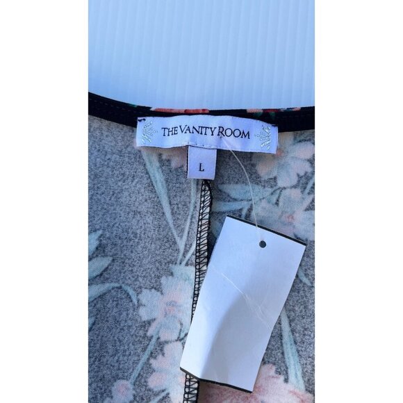 The Vanity Room Women’s Black Floral V-Neck Ruffle Sleeve Dress Size L NWOT - Picture 4 of 13